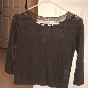 Brown, quarter sleeves with lace back